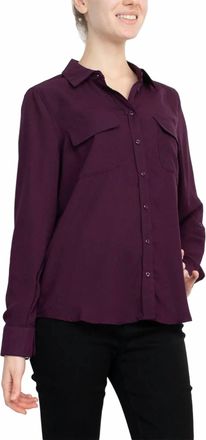 Magaschoni Collar Neck Long Sleeves Front Button Detail Top In Aubergine