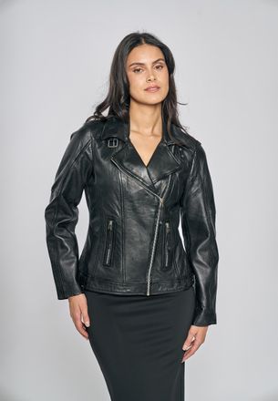 Freaky Nation Lederjacke FREAKY NATION Aliet-FN, Damen, Gr. XXL(44), schwarz, Oberstoff: 100% Leder; Futter: 100% Baumwolle, Jacken Lederjacke