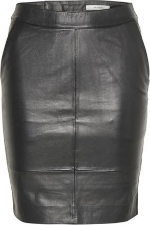 Gestuz Klassieke leren rok met ritssluiting - Dames - Leren & Su&egrave;de rokken - Zwart - S - Rokken