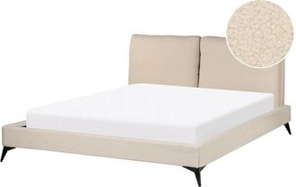 Beliani Cama con somier 160 x 200 cm moderna tapizada bouclé base listones beige Melle