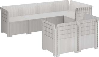 vidaXL Sof&aacute; De Jard&iacute;n Para 7 Personas Estilo Ratan Pp Blanco Vidaxl