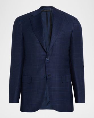 Brioni Mens Wool Plaid Single-Breasted Sport Coat