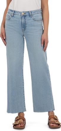 Kut from the Kloth Raw Hem Mid Rise Ankle Wide Leg Jeans in Block at Nordstrom, Size 16