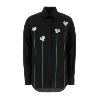 Moschino Shirts, female, Black, Size: XS Stretch Poplin Shirt