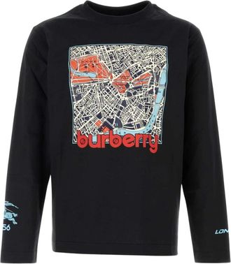 Burberry Ryan Landmap Long Sleeve T-shirt - Heren - Longsleeves - Zwart - L - Katoen - Tops