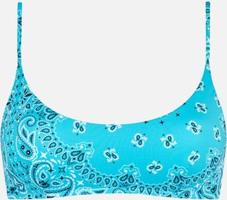 MC2 Saint Barth Woman Bralette Swimsuit With Light Blue Bandanna Print