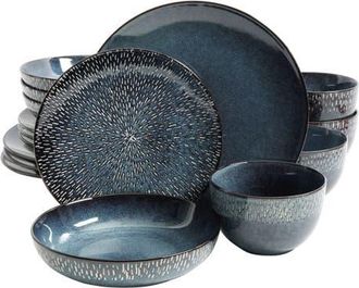 Gibson Home Matisse 16-Piece Double Bowl Dinnerware Set in Blue at Nordstrom