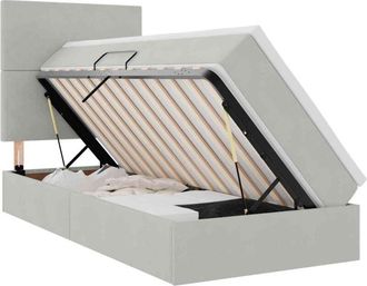 vidaXL Storage Bed with Mattress Light Grey 100 x 200 cm Velvet vidaXL