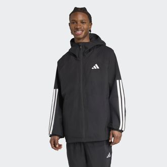 adidas Trainingsjacke ADIDAS SPORTSWEAR ESS 3S RAIN H J, Herren, Gr. XXL, schwarz, Obermaterial: 100% Polyester, Jacken Trainingsjacke