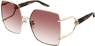 Gucci Sunglasses, female, Yellow, Size: 62 MM Hexagonal Oversize Sunglasses