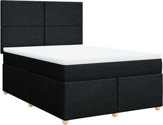vidaXL Cama Box Spring Con Colch&oacute;n Tela Negro 140x190 Cm Vidaxl