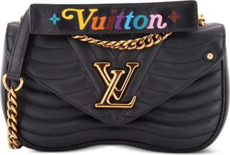 Louis Vuitton New Wave Chain Bag gewatteerde leren MM crossbodytas - Zwart