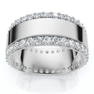 Pompeii3 1Ct Lab Grown Diamond Ring Mens Textured Wedding 8mm Band White or Yellow Gold