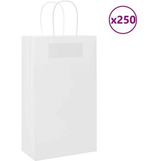 vidaXL Bolsas De Papel Con Asas 250 Uds Blanca 21x11x36 Cm Vidaxl