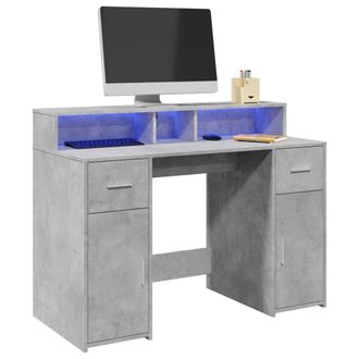 Berkfield Home Desk with LED Lights Concrete Grey 120x55x91 cm Engineered Wood | Size: 120 x 55 x 91 cm