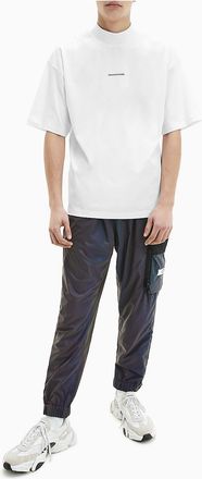 Calvin Klein Mens Unisex Organic Cotton Stretch Micro Logo T-Shirt - White - XXL