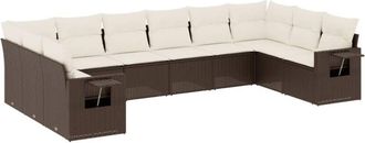 vidaXL Set De Sof&aacute;s De Jard&iacute;n 10 Pzas Y Cojines Rat&aacute;n Sint&eacute;tico Marr&oacute;n Vidaxl