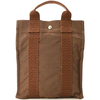 Herm&egrave;s Her Line Brown Nylon Canvas Backpack (Pre-Owned)