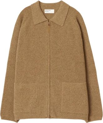 Universal Works Zip Cardigan - Heren - Vesten - Beige - XL - Wol - Truien & Vesten