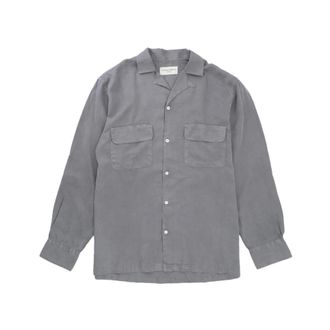 Officine Générale Casual Shirts, male, Gray, XL, Grey Camp Shirt with Long Sleeves