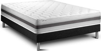 VITALIT Vitalit - Base Tapizada Negro + Colch&oacute;n Con Muelles Y Viscoel&aacute;stica 140 X 190