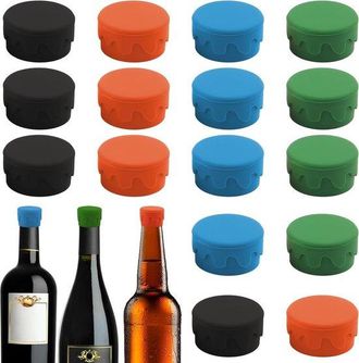 OEM 16 Tapones De Silicona Para Vino, Tapones Reutilizables Para Champ&aacute;n, Corchos Para Botellas Vino Conservar Frescura (verde, Azul, Naranja, Negro)