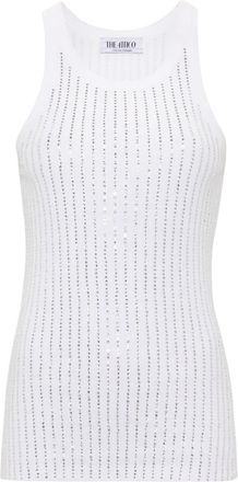 The Attico rhinestone-embellished cotton tank top - women - Cotton - 42 - White