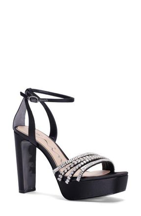 Nina Agitha Ankle Strap Platform Sandal in Black at Nordstrom, Size 8.5