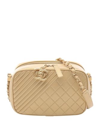 Chanel Borsa a tracolla Coco Boy piccola in pelle di agnello trapuntata 2014-2015 - Oro