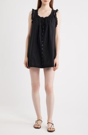 D&ocirc;en Nessie Eyelet Organic Cotton Shift Minidress in Black at Nordstrom, Size X-Large