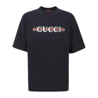 Gucci T-Shirts, male, Blue, Size: XL Cotton Jersey T-Shirt with Print