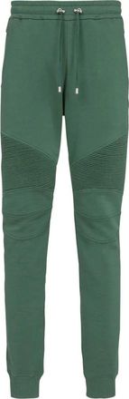 Balmain Groene Geribbelde Trainingsbroeken Activewear - Heren - Sweatpants - Groen - 2XL - Katoen - Broeken
