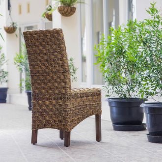 International Caravan Inc Manila Abaca/Rattan Wicker Dining Chair