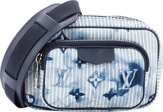 Louis Vuitton Outdoor Pouch Limited Edition Monogram Watercolor Stripes Denim (Authentic Pre-Loved)