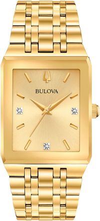 Bulova Mens Quadra Gold Dial Watch