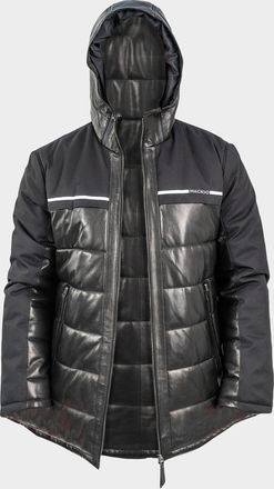 Maceoo Mens Hybrid Leather Hooded Bomber Jacket
