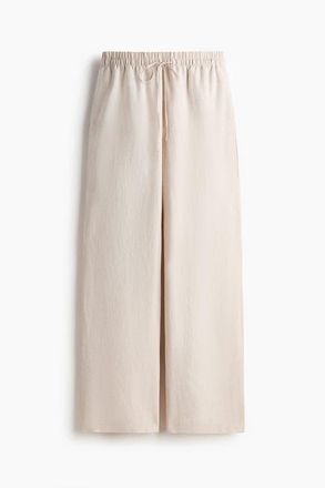 H&M Linen-blend Trousers in Light Beige at Nordstrom, Size Xx-Large