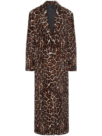 Prada animal-printed sheepskin coat - women - Calf Leather/Lamb Fur - 38 - Brown