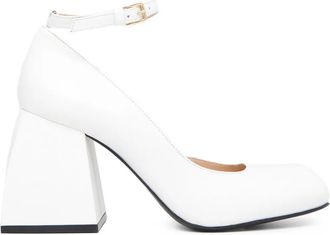 Nodaleto 85 mm Bulla Pia pumps met vierkante neus en enkelbandje - Wit