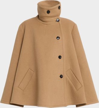Co Draped Collar Wool-Cashmere Swing Coat