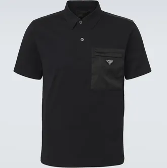 Prada Re-Nylon-trimmed cotton-blend polo shirt