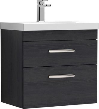 Nuie Nuie - Athena Wall Hung 2-Drawer Vanity Unit with Basin-1 600mm Wide - Charcoal Black