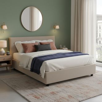 Dmora Dmora - Cama Matrimonial Dancor, Cama Contenedor Con Tapizado En Ecopiel, 100% Made In Italy, Apertura Frontal, Con Colch&oacute;n Cm 160x200 Incluido, T&oacute;rto