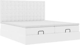 vidaXL Cama Otomana Colch&oacute;n&led Cuero Sint&eacute;tico Blanco Puro 180x200cm Vidaxl