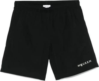 Alexander McQueen Logo-Embroidered Swim Shorts - Mens - Polyamide/Polyester