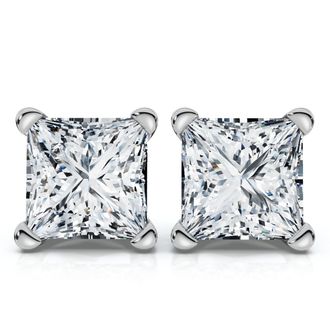 Pompeii3 Certified 4Ct Princess Cut Martini Studs 14k Gold Lab Grown