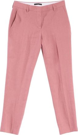 Paul Smith Klassieke Linnen Broek in Roze - Dames - Slim Fit Broeken - Roze - XS - Linnen - Broeken