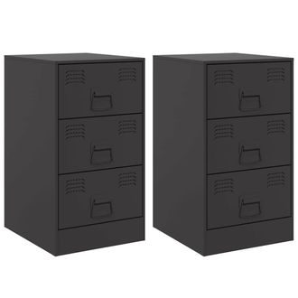 Berkfield Home Bedside Cabinets 2pcs Black 34.5x39x62 cm Steel