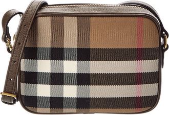 Burberry Small Check Canvas & Leather Camera Bag