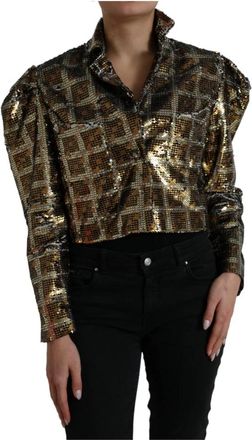 Dolce & Gabbana Multicolor Pailletten Cropped Jack - Dames - Zomerjassen - Veelkleurig - S - Pailletten - Jassen